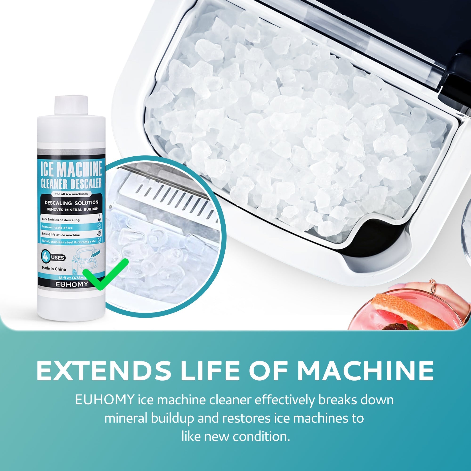 Ice Maker Cleaner 16/32 Fl Oz Safe and Odor Free Mecila